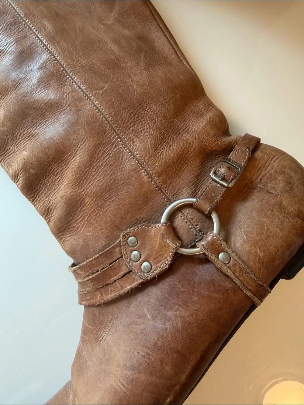 Vintage Frye Cognac Harness Mid-Calf Boots (2007)